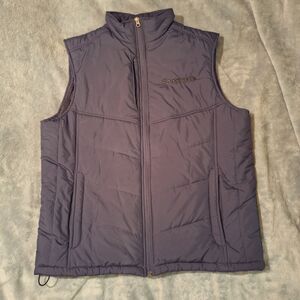 PORT AUTHORITY Black Puffer Sleeveless Jacket Vest Mens L Spectrum Logo